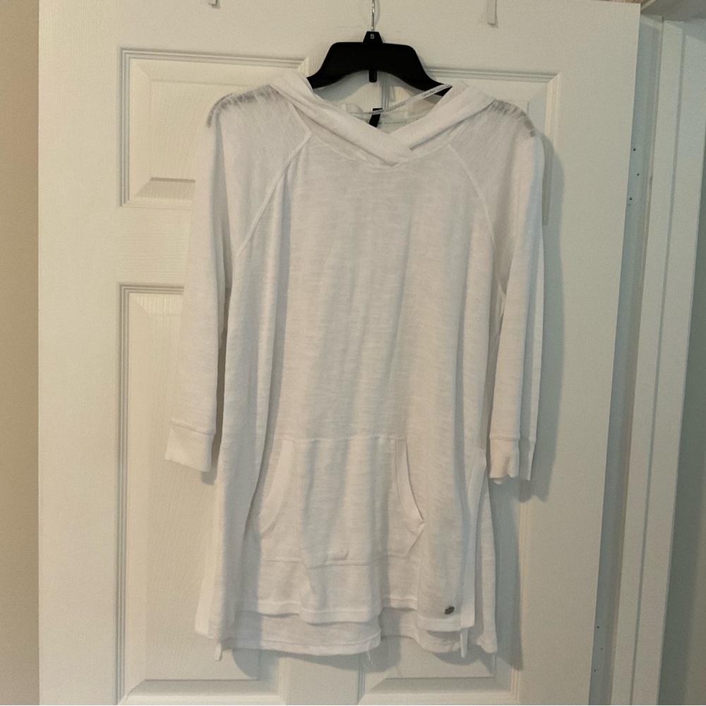White Hooded beach cover with Front Pocket